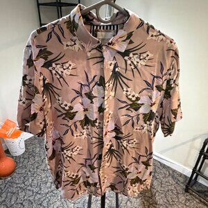 NEW Denim And Flower Pink Hawaiian Shirt Size L
